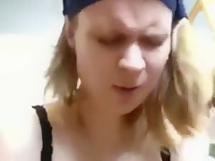 Hot blonde foot job
