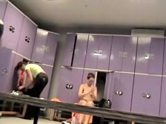 Hot brunette is naked staying far from dressing room