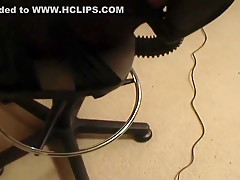 Hot secretary taped to the chair 1