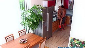 Hot teen 18+ Gets Creamed Inside in the Kitchen