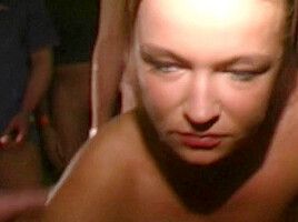 Hot teen 18+ Happy At Her Bukakke Party!