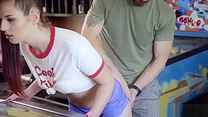 Hot teen 18+ at The Arcade Gets Fucked on the Pinball Machine
