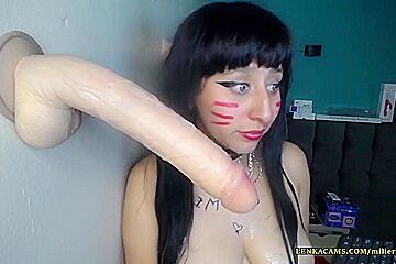 How She Enjoy Deepthroat This Huge Dildo