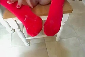 How Wife Rio In Red Stockings and Costume