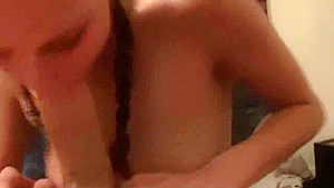 Huge Natural Tits Ashley, Gives BJ With Facial Wearing PigTails