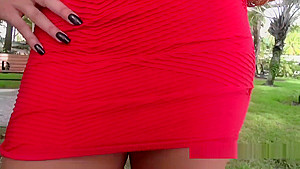 Huge Tits Milf In Red Dress Grabs Big Cock