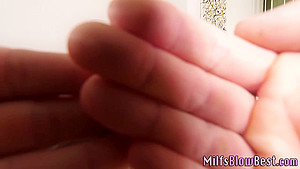Huge tit milf jerking cock