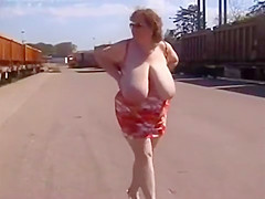 Huge tits out in public