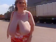 Huge tits out in public