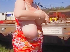 Huge tits out in public