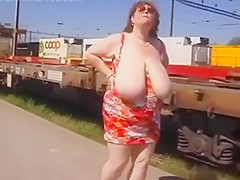 Huge tits out in public