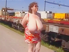 Huge tits out in public