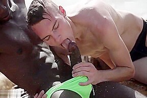 Hung Interracial Twinks raw On The Beach