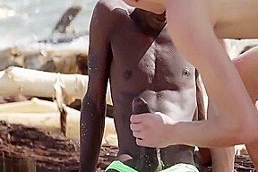Hung Interracial Twinks raw On The Beach