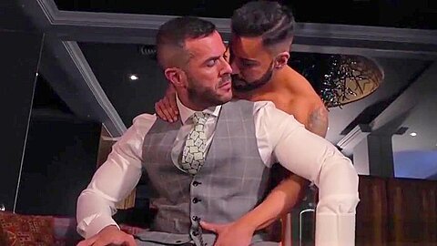 Hunk in a suit and tie fucks his man after back massage