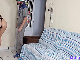 Husband Asks His Wife To Answer The Delivery Of The Motoboy Only In Her Panties!
