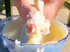I Couldnt Resist Sticking My Feet Into The Mash Potatoes As Well - Thanksgiving Food Play 2