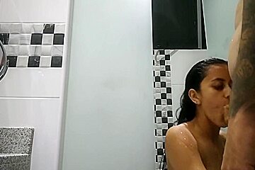 I Found Him Bathing And I Cant Wait To Make Her Suck
