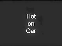 Indian with big tits masterbates on top of car 