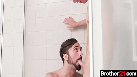 Innocent Boy Is Taking A Steamy Shower When His Older Step Brother Asks To Join Him 6 Min