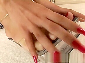 Insatiable busty babe loves to rub her pussy and play with her feet
