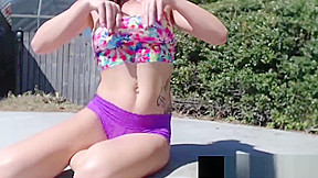 Its Cleo Juices Up Her Cunt Squatting On Her Dildo By Pool!