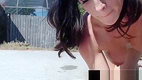 Its Cleo Juices Up Her Cunt Squatting On Her Dildo By Pool!