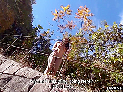 Japanese Brunette Is Naked And Masturbating Outdoors Uncensored - Maki Hojo
