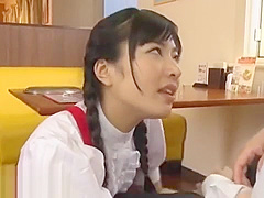 Japanese busty maid fucks important client