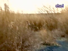 Japanese girl releases a golden shower in the public park