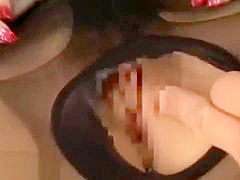 Japanese horny lady gets smashed in black tights