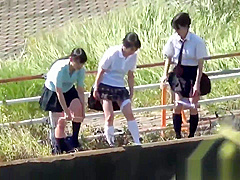 Japanese teens 18+ urinating outdoors