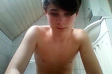 Jerks Off In The Bathroom Shoots A Massive Load