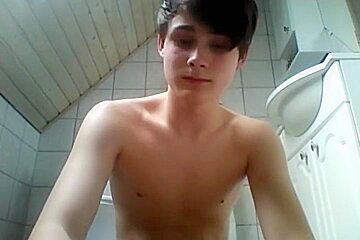 Jerks Off In The Bathroom Shoots A Massive Load
