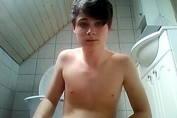 Jerks Off In The Bathroom Shoots A Massive Load