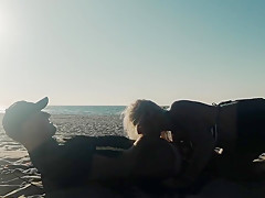 Kate Truu with Big Butt fucks on the public beach at sunset