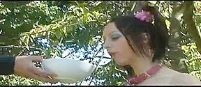 Kinky bitch eats food from the floor in fetish porn