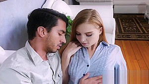 Kinky dude fingers his hot redhead girlfriend up to maximum excitement