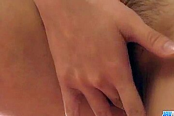 Kotomi plays with glass toy down her hairy pussy