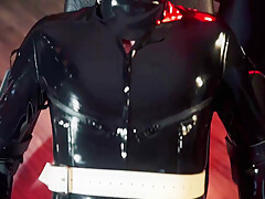 Latex Slave With Rubber Finest Mask Receives Blowjob