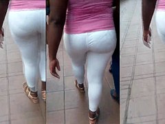 Leggins Blancos Transparencia Calzon a Rayas Culazo Negra