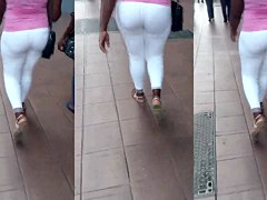 Leggins Blancos Transparencia Calzon a Rayas Culazo Negra