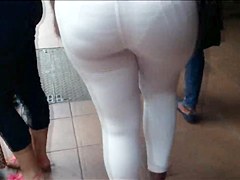 Leggins Blancos Transparencia Calzon a Rayas Culazo Negra
