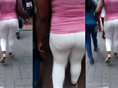 Leggins Blancos Transparencia Calzon a Rayas Culazo Negra