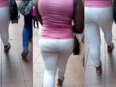 Leggins Blancos Transparencia Calzon a Rayas Culazo Negra