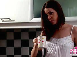 Lesbian Nina Sexy Body Teasing Kitchen