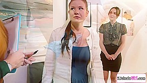 Lesbian doctor having threesome with patient and her stepmom