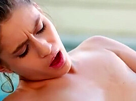 Lez Facesitting While Fingerfucking Poolside