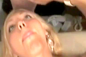 Lingerie blonde fucks with bald dude