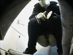 Long legged girl has pissed on the public toilet